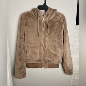 Brown Faux Fur Hooded Jacket